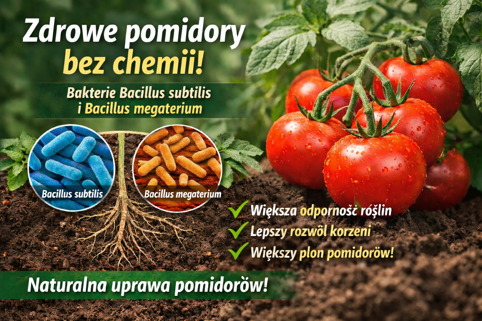 Jak uprawiać zdrowe pomidory dzięki bakteriom Bacillus subtilis i Bacillus megaterium